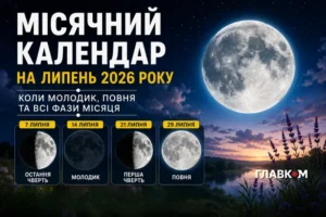 Місячний календар на липень 2026 року: коли Молодик, Повня та які фази Місяця чекають українців
