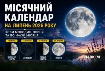 Місячний календар на липень 2026 року: коли Молодик, Повня та які фази Місяця чекають українців
