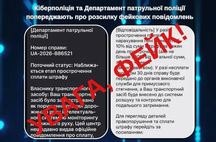 Поліція попередила про фальшиві штрафи за порушення ПДР