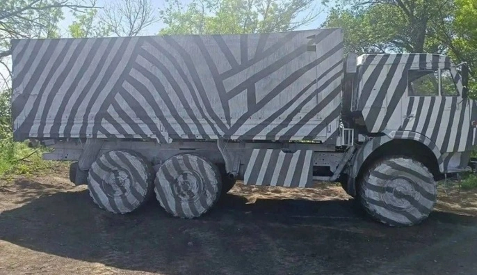 Замаскована росіянами військова цистерна/ Фото: Сергій Флеш