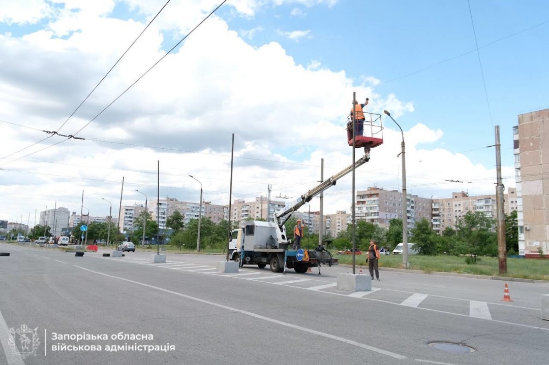 Встановлення антидронових сіток у Запоріжжі