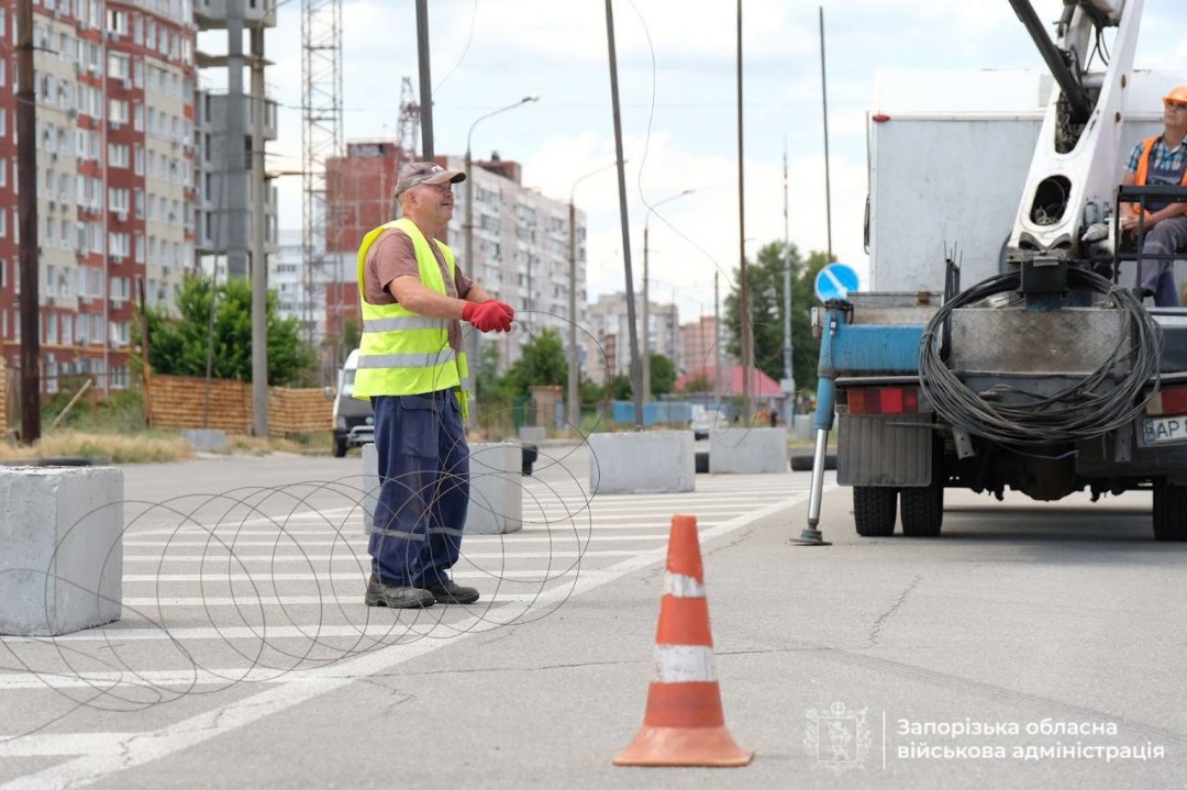 Встановлення антидронових сіток у Запоріжжі
