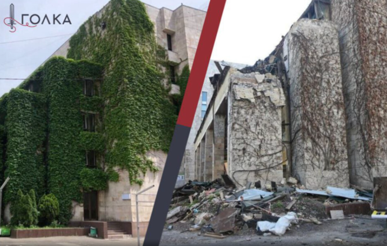 Зруйнована будівля Квіти України і знищений виноград, який ріс тут кілька десятиліть
