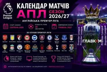 Календар матчів АПЛ сезону 2026/27: коли відбудуться головні дербі та битви грандів Англії