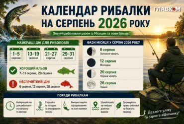 Місячний календар рибалки на серпень 2026 року: найкращі дні кльову