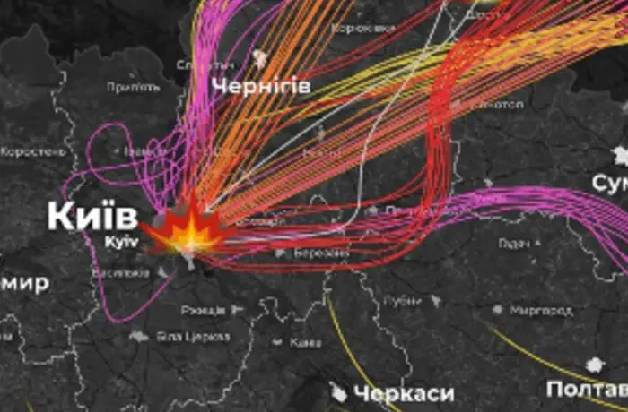 Атака на Україну: мапа орієнтовного маршруту ракет та дронів