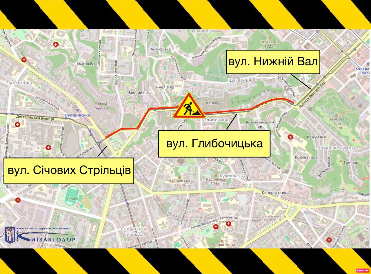 У Києві до кінця жовтня частково обмежать рух пішоходів вулицею Глибочицькою (схема)
