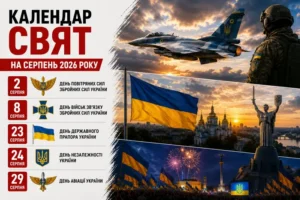 Державні та міжнародні свята у серпні 2026: як працюватимуть та що відзначатимуть українці