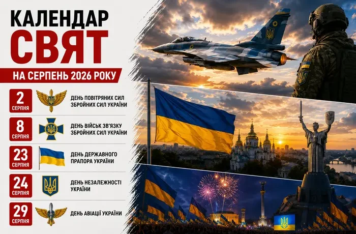 Державні та міжнародні свята у серпні 2026: як працюватимуть та що відзначатимуть українці