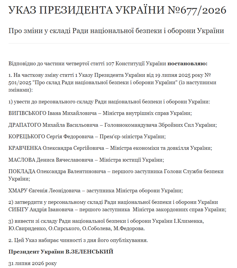 Зеленський оновив склад РНБО фото 1