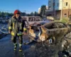 Нічна атака на Вишневе: ворожий дрон спалив понад 15 авто та пошкодив будинки