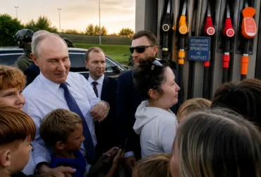 Путін зустрівся із росіянами біля заправки без бензину