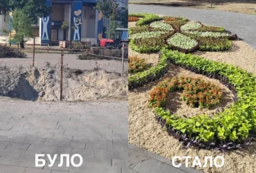 У Дарницькому районі Києва відновлено клумбу, знищену ворожим обстрілом (фото)