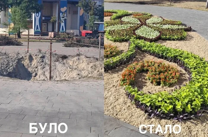 У Дарницькому районі Києва відновлено клумбу, знищену ворожим обстрілом (фото)