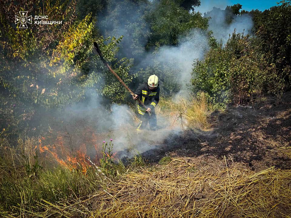 Рятувальники гасять пожежу на Київщині