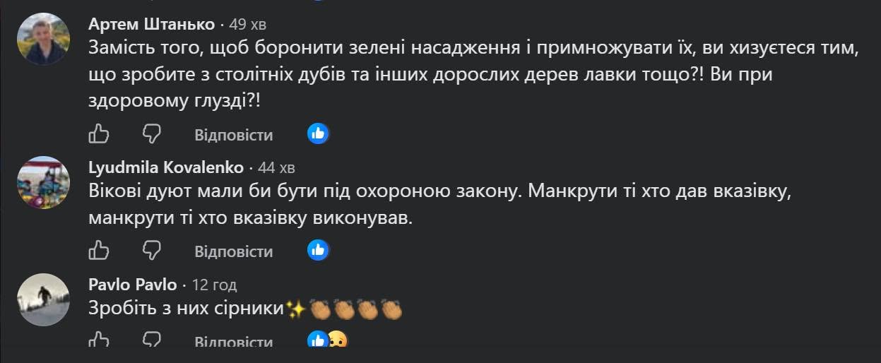 Вікові дуби стануть меблями. Допис «Київзеленбуду» про зрубані на Теремках дерева обурив киян фото 4
