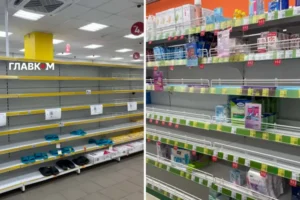 Київ: у «Єві» та «Аврорі» спорожніли полиці з товарами для жінок (фото)
