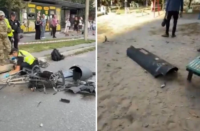У Києві уламки дрона впали на дитячий майданчик (відео)