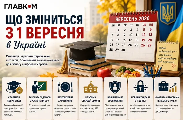 Стипендії, зарплати та бронювання: що зміниться з 1 вересня в Україні