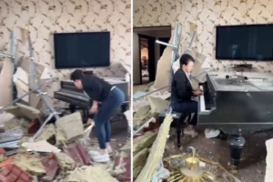 Мережу зворушило відео, на якому жінка грає «Ніч яка місячна» у знищеній дроном квартирі (відео)
