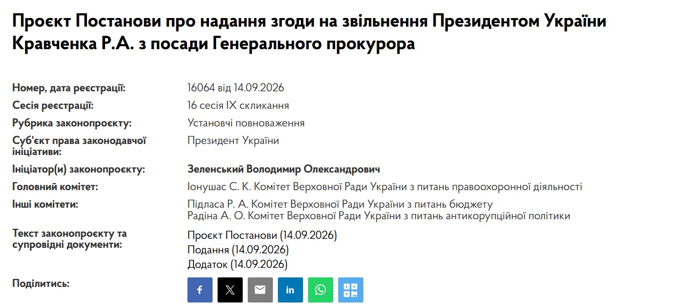Рада запустила процедуру звільнення Кравченка фото 1