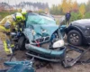 Обгін закінчився лікарнею: під Києвом Daewoo врізався у Mitsubishi