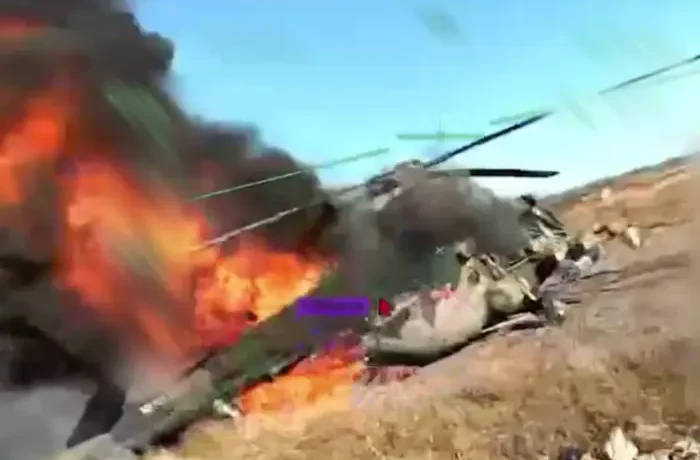 Українські захисники вистежили та спалили російський Мі-8 на Луганщині