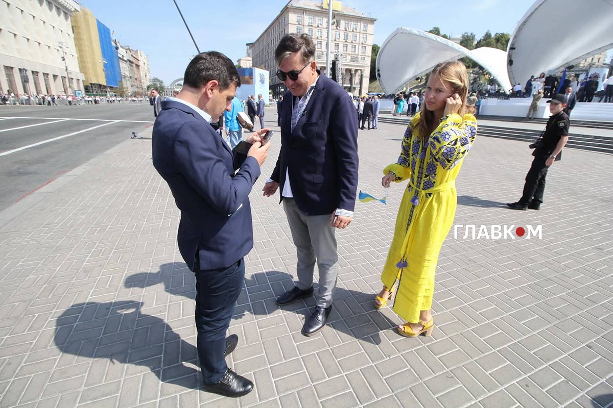 Єлизавета Ясько і Міхеіл Саакашвілі під час святкування 30-річчя Незалежності України