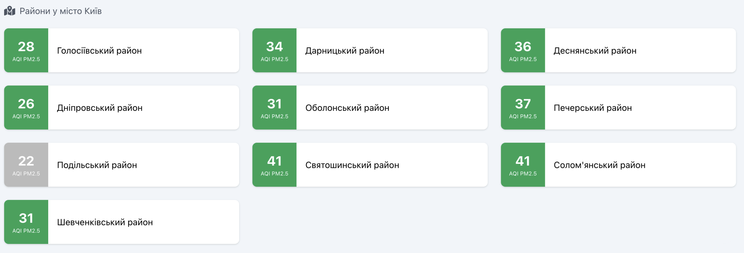 Якість повітря у Києві 11 жовтня 2026 року 